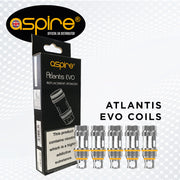 Aspire Atlantis Evo replacement coil heads available in 0.4ohm and 0.5ohm resistances, designed for enhanced flavor and vapor.