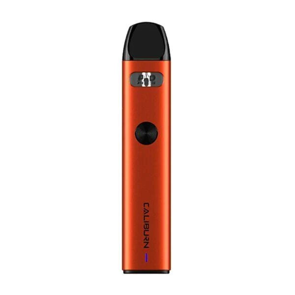 Uwell Caliburn A2 Pod Kit in Orange – slim and user-friendly pod system with a 520mAh battery, Pro-FOCS flavor technology, and top-fill 2ml pods for a smooth and consistent MTL vaping experience.