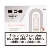 SKE Crystal Bar Plus prefilled pods in Pink Lemonade flavor, pack of 2, offering a refreshing blend of sweet strawberries and tangy lemonade, designed for use with the SKE Crystal Bar Plus device for a smooth and fruity vaping experience.