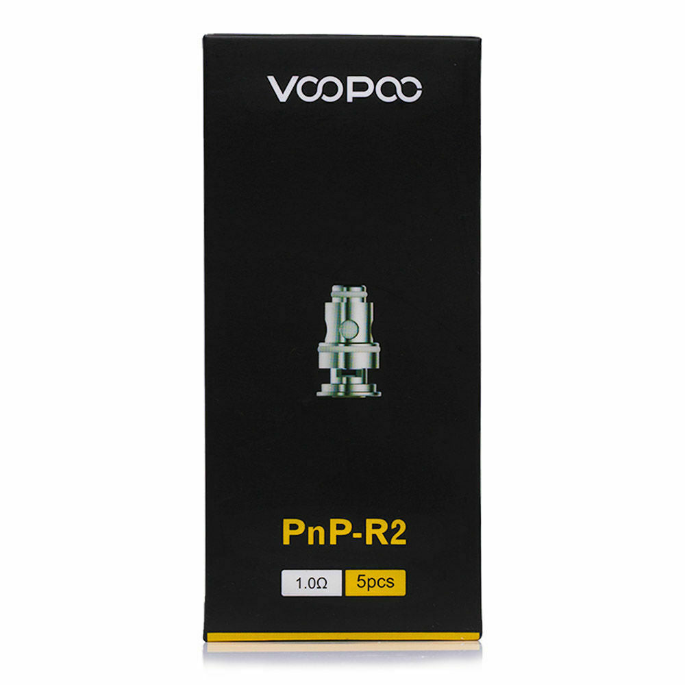 Genuine VooPoo PnP R2 1.0 ohm mesh vape coils for restricted direct-to-lung vaping, pack of 5 replacement coils