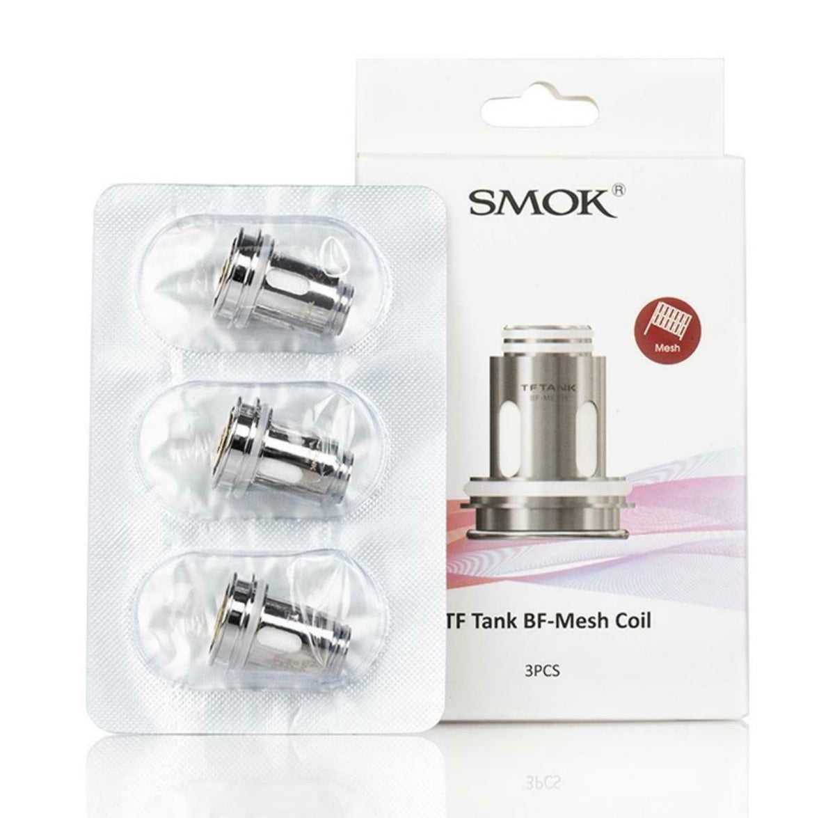 Pack of three SMOK TF Tank BF-Mesh 0.25Ω replacement coils, designed for improved flavor and vapor production in compatible tanks.