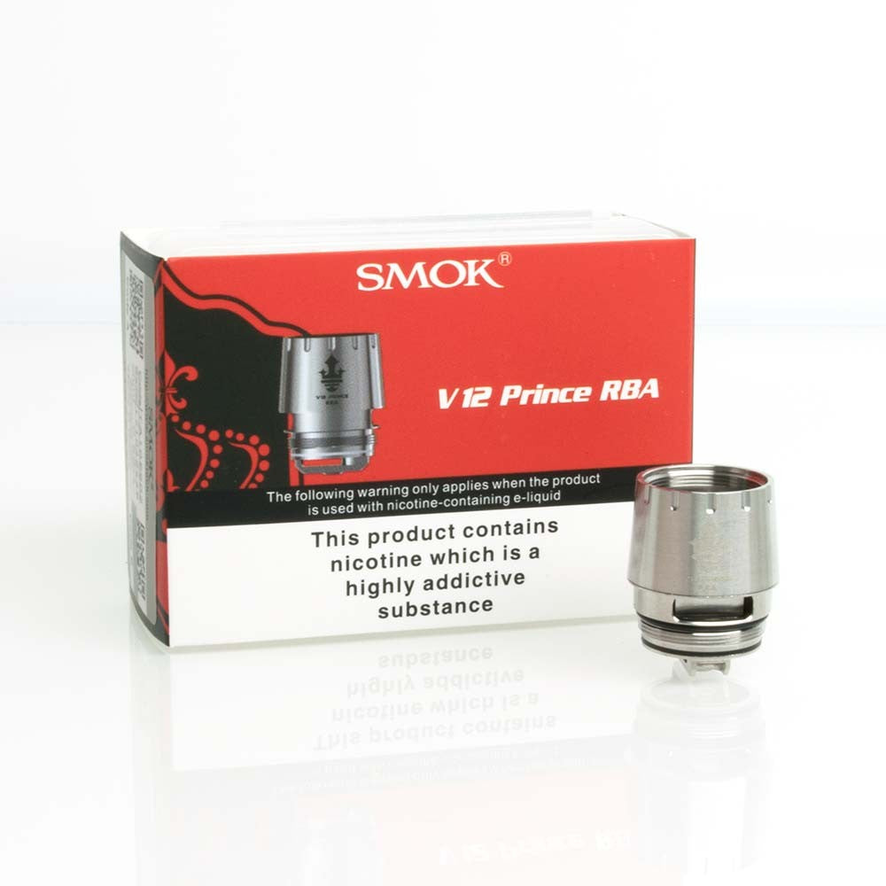 Pack of three SMOK TFV12 Prince tank coil heads designed for enhanced flavor and vapor production.