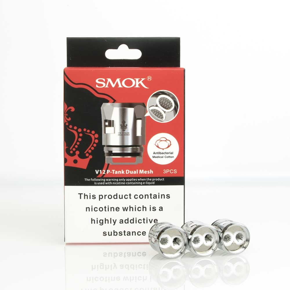 Pack of three SMOK TFV12 Prince tank coil heads designed for enhanced flavor and vapor production.