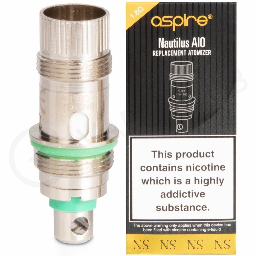 Aspire Nautilus AIO coils, pack of 5 genuine 1.8Ω atomizer replacement heads, designed for the Aspire Nautilus AIO kit, delivering excellent flavor, smooth vapor, and reliable mouth‑to‑lung vaping performance.