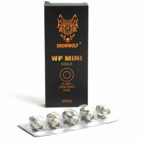 Pack of five genuine Snowwolf WF MINI replacement coils with 0.28ohm resistance for sub-ohm vaping.