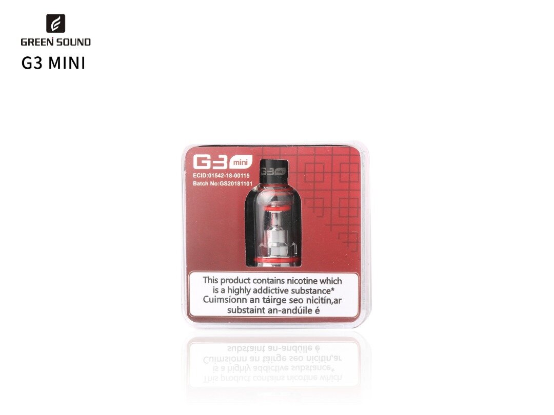 Genuine Green Sound G3 Mini vape tank with 2ml e-liquid capacity, new and compatible with Green Sound G3 Mini devices.