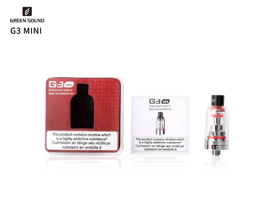 Genuine Green Sound G3 Mini vape tank with 2ml e-liquid capacity, new and compatible with Green Sound G3 Mini devices.