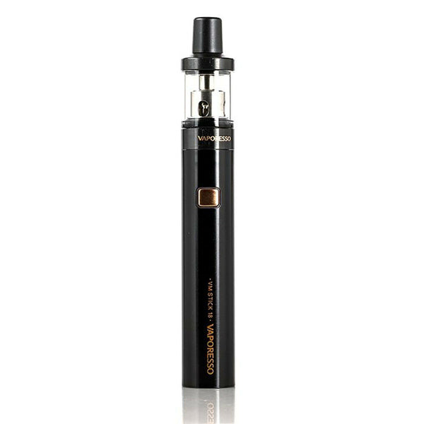 Vaporesso VM Stick 18 Starter Kit in Black – a compact and user-friendly vape pen, perfect for MTL and restricted DTL vaping, featuring fast charging, optimized flavor delivery, and hassle-free operation.