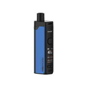 SMOK RPM Lite Blue pod vape kit with 1250mAh rechargeable battery, adjustable wattage up to 40W, and refillable pod cartridge system.