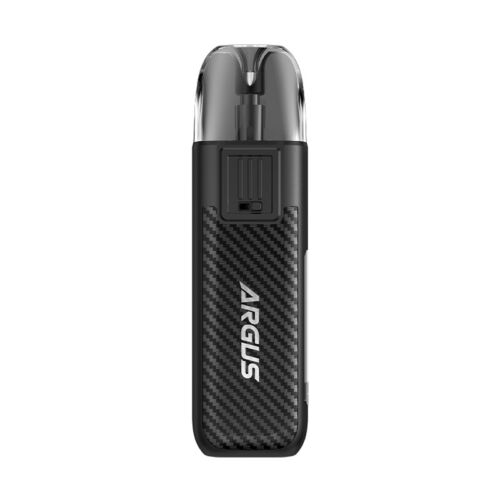 Genuine VooPoo Argus Pod Kit in Carbon Fiber – sleek and reliable pod system featuring a 800mAh battery, GENE.AI chip, side-fill pods, and airflow adjustment for a customizable and smooth MTL vape.