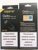 Load image into Gallery viewer, Aspire Cleito Pro and Mesh replacement coils in 0.4Ω, 0.27Ω, 0.2Ω, and 0.5Ω resistances, compatible with Cleito 120 Mesh tank.
