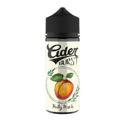 100ml shortfill bottle of New Cider Burst Vape Juice in Fruity Peach flavor, a smooth 70VG/30PG blend for rich flavor and dense clouds, nicotine-free with room for nic shots.