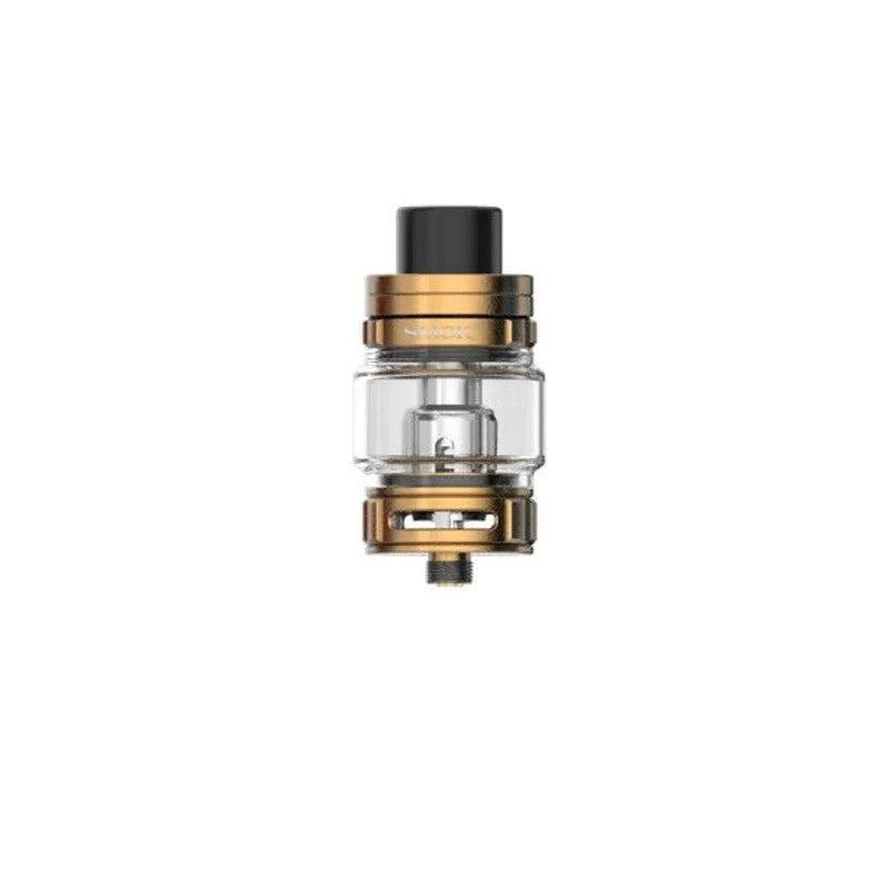 Genuine SMOK TFV9 sub-ohm vape tank in Gold, featuring 2ml e-liquid capacity, durable construction, and designed for high-performance vaping with powerful mesh coils.