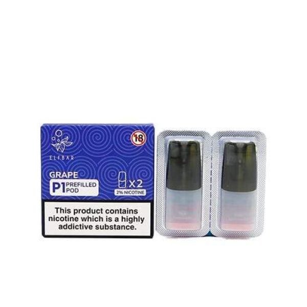 Elf Bar Mate 500 flavored replacement pods in Grape, pack of 2, prefilled for a juicy and refreshing vape experience, designed for use with the Elf Bar Mate 500 device to deliver smooth vapor and rich fruity flavor.