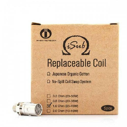 Innokin iSub and iSub G replacement coils available in 0.5ohm and 0.2ohm options for sub-ohm vaping with rich flavor.