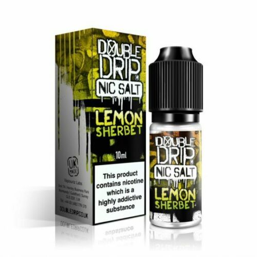Double Drip Nic Salt E-Liquid Lemon Sherbet – 10ml bottle, available in 10mg or 20mg nicotine strength.