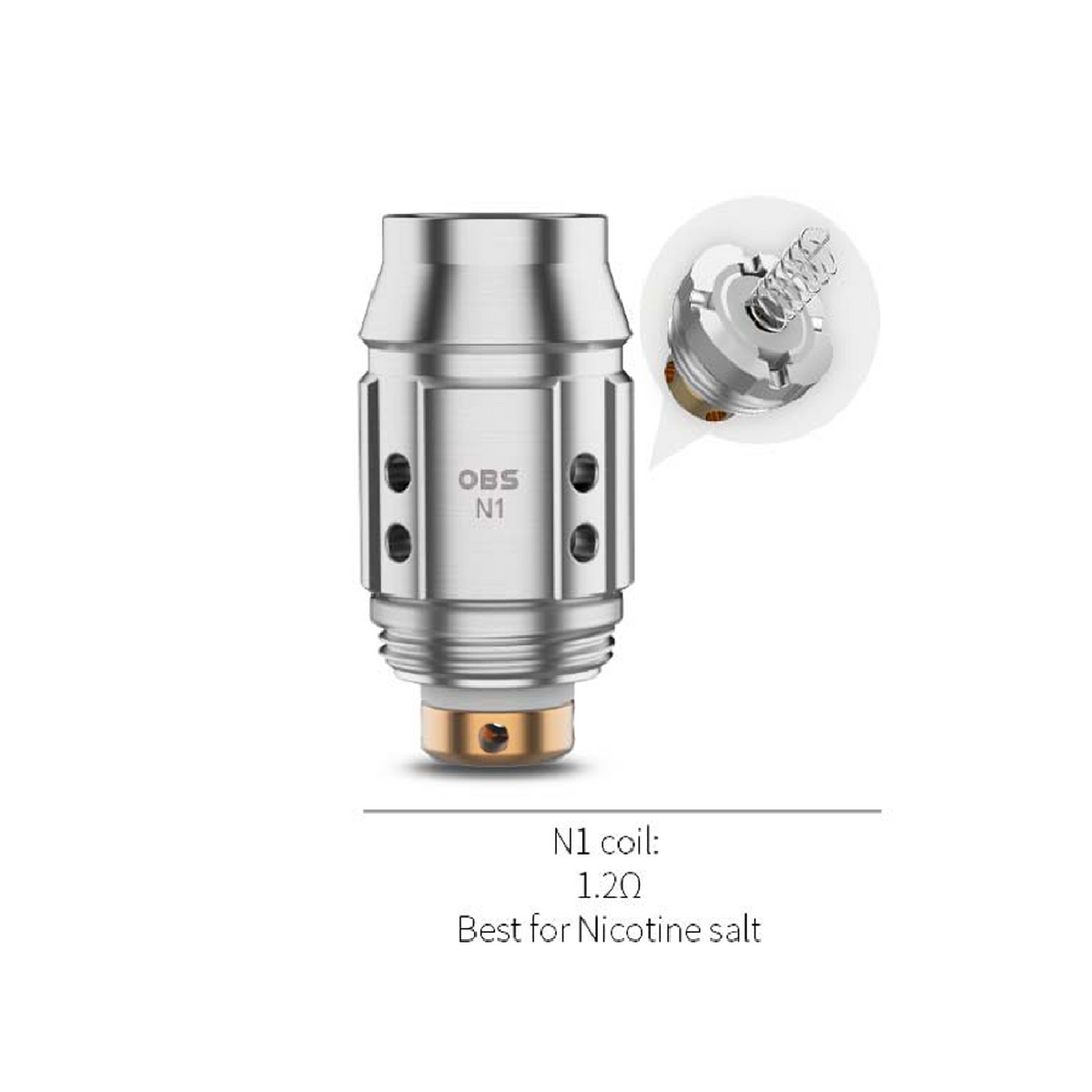 OBS KFB 2 S1 and N1 real coil atomizers, pack of 5 replacement coils compatible with OBS KFB 2 pod vape kits.