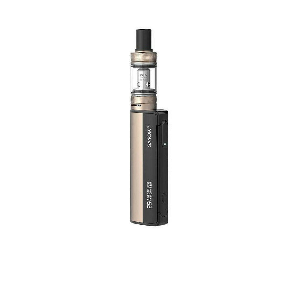 Smok Gram-25 Vape Kit in Pale Gold – ultra-slim and lightweight vape device with a 25W output, 900mAh battery, and easy-to-use interface for smooth, portable vaping.