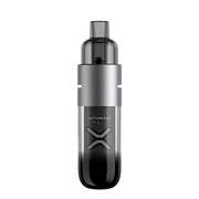Vaporesso X Moti X Mini Pod Kit in Galaxy Silver – futuristic and compact pod system featuring a transparent body with galaxy silver accents, 1150mAh battery, COREX heating tech, and adjustable airflow for a rich RDL vaping experience.
