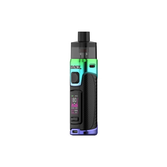 SMOK RPM 5 Kit in Prism Rainbow – stylish and robust pod mod featuring a built-in 2000mAh battery, 80W max output, 0.96'' TFT screen, and compatibility with RPM 3 coils for dense vapor and smooth DTL performance.