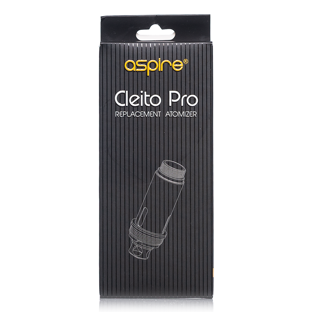Aspire Cleito Pro and Mesh replacement coils in 0.4Ω, 0.27Ω, 0.2Ω, and 0.5Ω resistances, compatible with Cleito 120 Mesh tank.