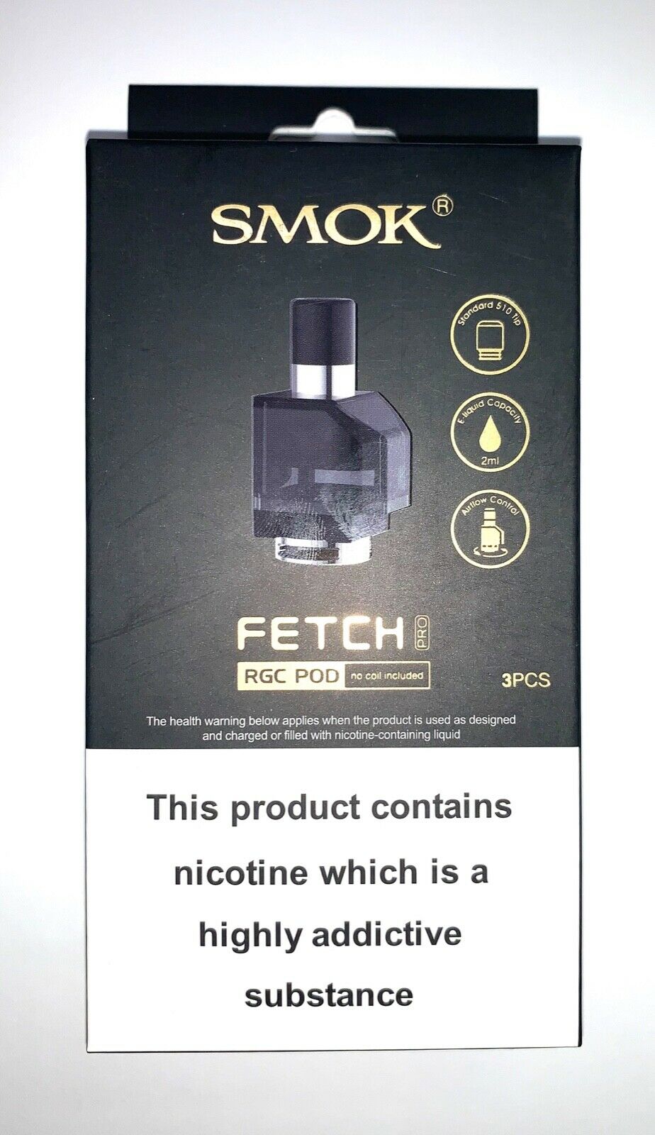 SMOK Fetch Pro replacement pods, 2ml cartridges compatible with RGC or RPM coils, pack of 3