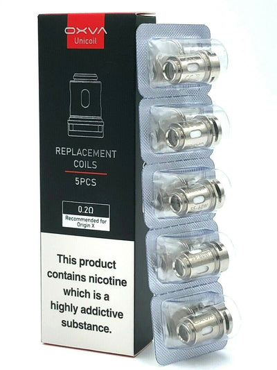 Genuine Oxva Origin Unicoil 0.2 ohm mesh vape coils, pack of 5 replacement atomizers for Oxva Origin pod kits