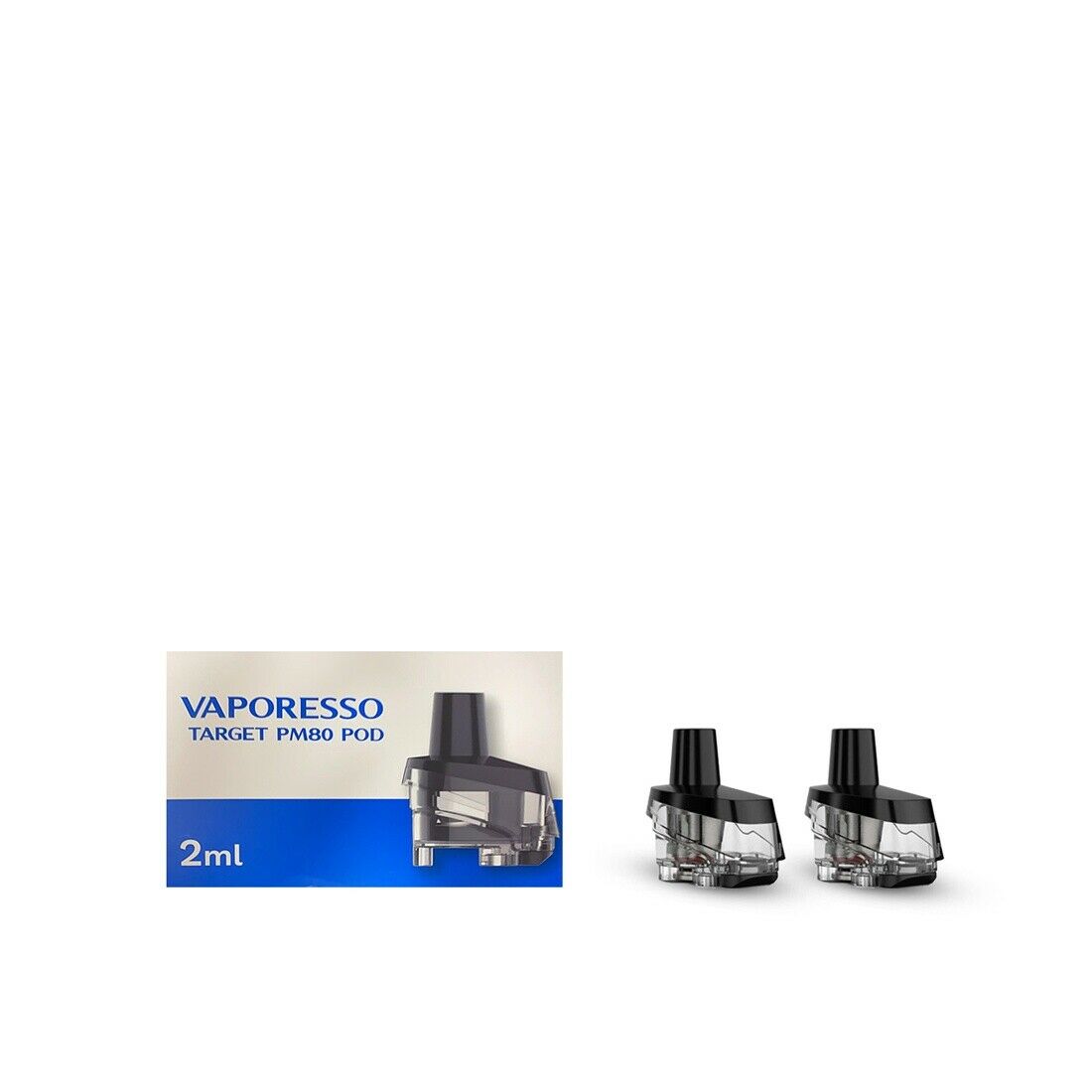 Vaporesso Target PM80 replacement pods, TPD compliant 2ml refillable cartridges, pack of 2 for Target PM80 pod vape kit.