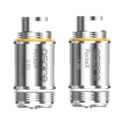Genuine Aspire PockeX Replacement Coils – 1.2Ω and 0.6Ω coils, pack of 5 for Aspire PockeX vape kit.