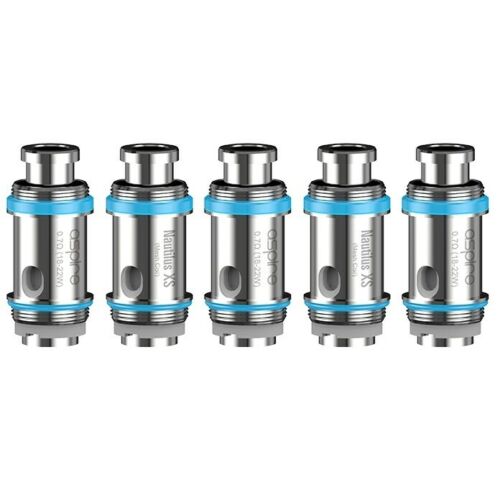 Genuine Aspire Nautilus XS 0.7Ω mesh replacement coil heads, pack of 5 for Nautilus XS pod vape kit.