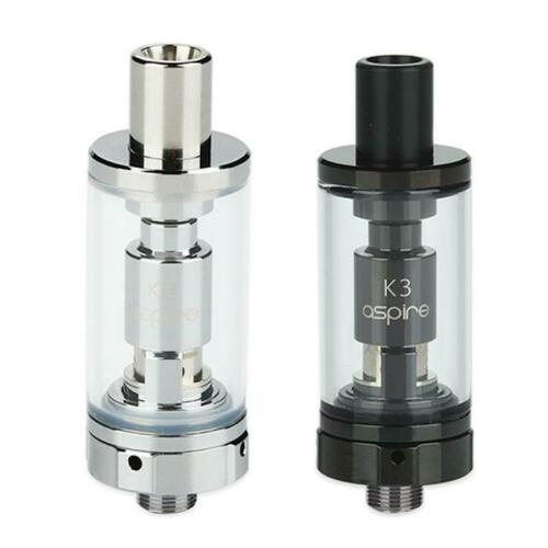 Genuine Aspire K3 BVC clearomizer atomizer tank with 1.8Ω fitted coil, 2ml e-liquid capacity, in Black and Silver finish.