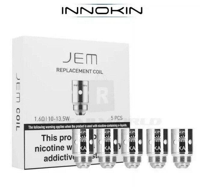 Pack of authentic Innokin JEM 1.6Ω replacement coils, optimized for 10W–13.5W vaping with smooth flavor delivery.