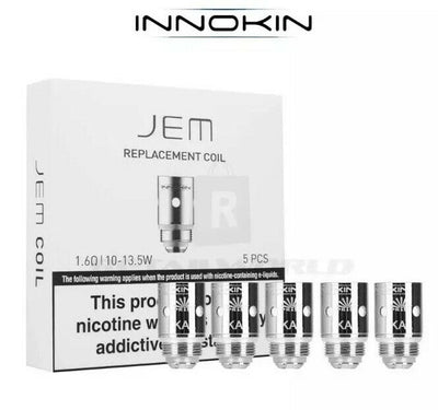 Pack of authentic Innokin JEM 1.6Ω replacement coils, optimized for 10W–13.5W vaping with smooth flavor delivery.
