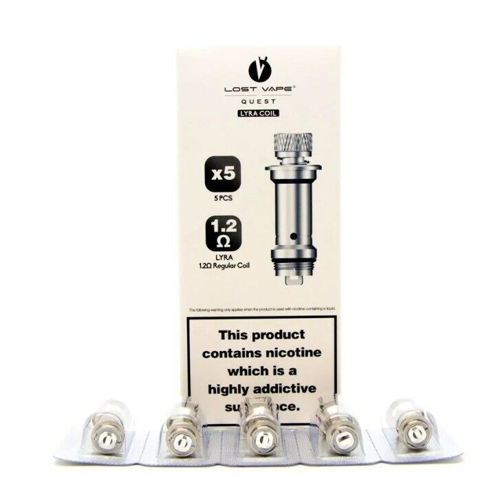 Lost Vape Lyra replacement coils pack with 1.2 ohm regular coils and 0.6 ohm mesh coils for Lyra pod vape kit.