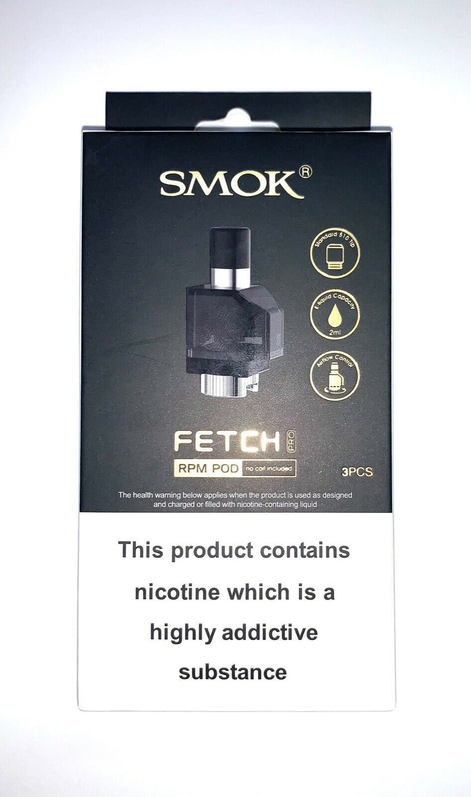 SMOK Fetch Pro replacement pods, 2ml cartridges compatible with RGC or RPM coils, pack of 3