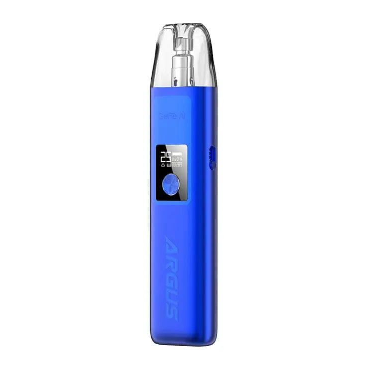 VOOPOO Argus G Vape Kit in Satin Blue – stylish and high-performance pod system with a 1000mAh battery, OLED screen, airflow adjustment, and GENE.AI chip for smooth and flavorful MTL vaping