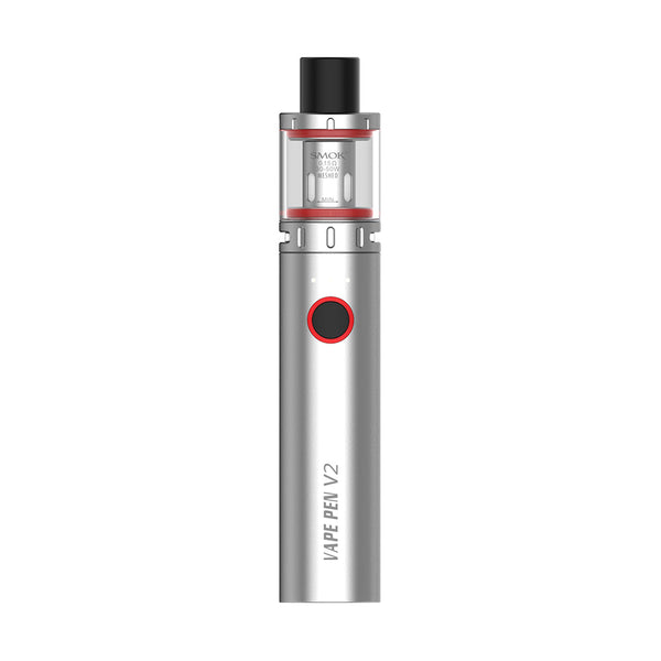 Smok Vape Pen V2 Starter Kit in Stainless Steel – a sleek and user-friendly vape pen with 1600mAh battery, direct output, and mesh coil for rich flavor and vapor production.