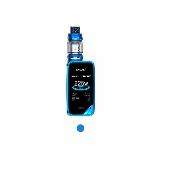 Smok X Priv kit 225W with TFV12 Prince tank in Prism Blue, combining high power and stylish design for advanced vaping.