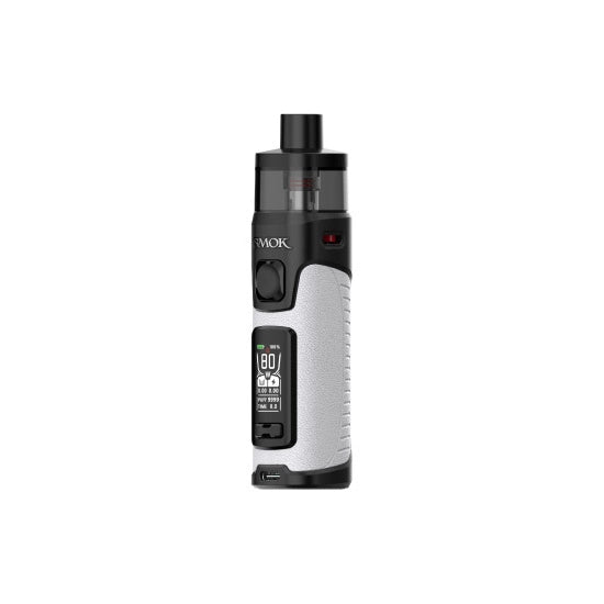 SMOK RPM 5 Kit in White – stylish and robust pod mod featuring a built-in 2000mAh battery, 80W max output, 0.96'' TFT screen, and compatibility with RPM 3 coils for dense vapor and smooth DTL performance.